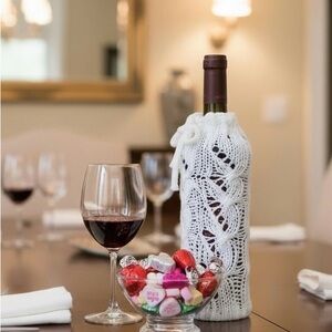 Hand Crafted Wine Bottle Vase Cover Gift Bar Cart Essential Botanical Holiday